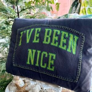 🎄 “Ive Been Nice” New Navy Blue Christmas Accent Pillow Cover + Insert